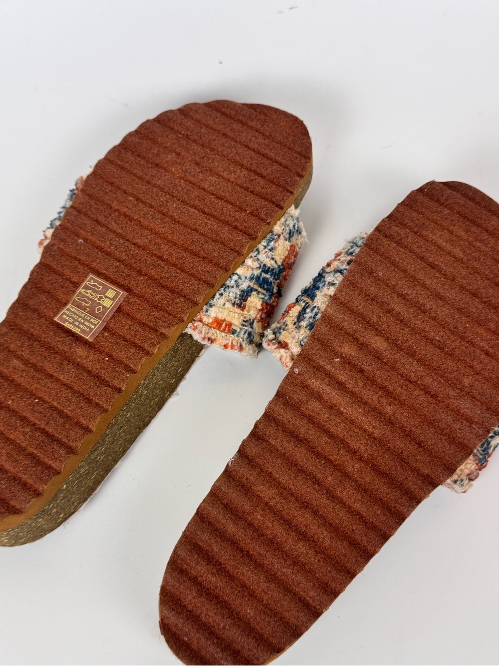 Free People Woven Wonders Footbed Sandals Navy Rust Combo Size 7 - Picture 10 of 17